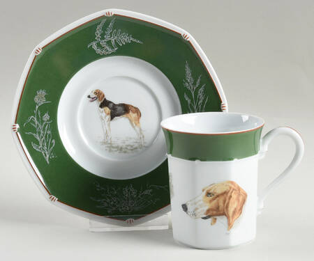 Chasse Hunter Green Flat Cup & Saucer Set