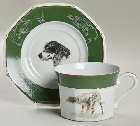 Chasse Hunter Green Breakfast Cup & Saucer Set