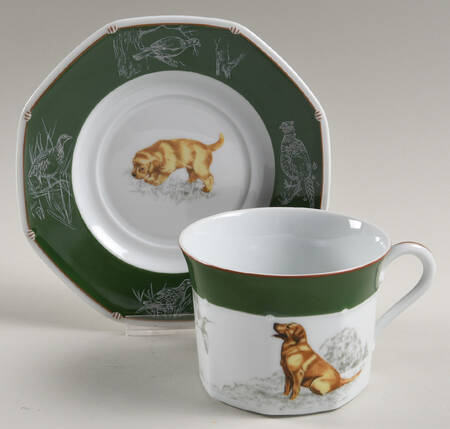 Chasse Hunter Green Breakfast Cup & Saucer Set