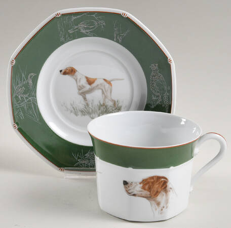 Chasse Hunter Green Breakfast Cup & Saucer Set