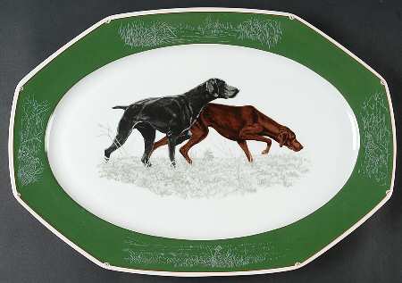 Chasse Hunter Green 19" Oval Serving Platter
