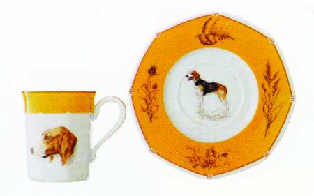 Chasse Yellow Flat Cup & Saucer Set