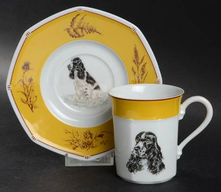 Chasse Yellow Flat Cup & Saucer Set