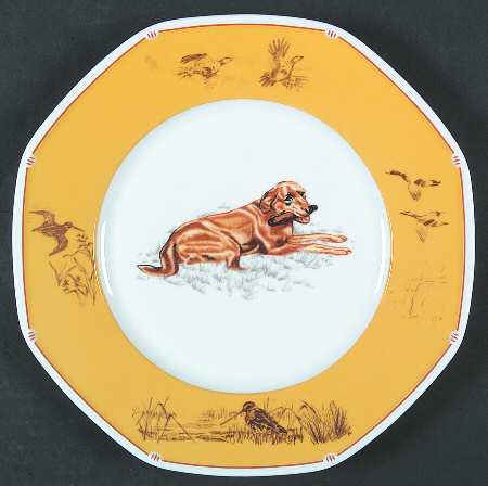 Chasse Yellow Dinner Plate