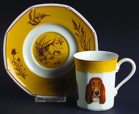 Chasse Yellow Flat Cup & Saucer Set