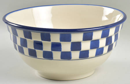 Blue Checks 10" Ribbed Mixing Bowl