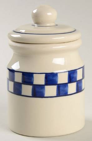 Blue Checks Small Canister & Lid