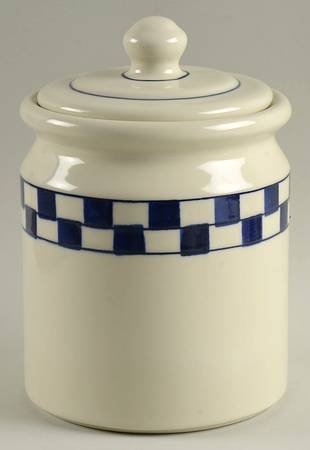 Blue Checks Large Canister & Lid