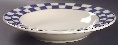 Blue Checks Rim Soup Bowl