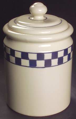 Blue Checks Cookie Jar & Lid