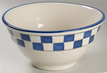Blue Checks 9" Ribbed Mixing Bowl