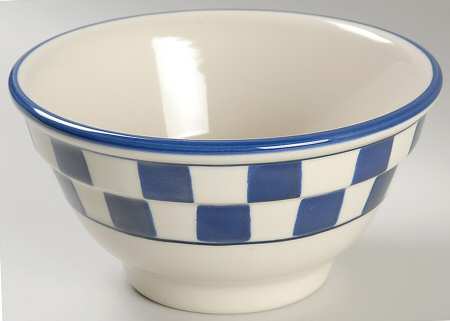 Blue Checks 7" Ribbed Mixing Bowl