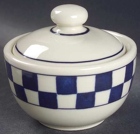 Blue Checks Sugar Bowl & Lid
