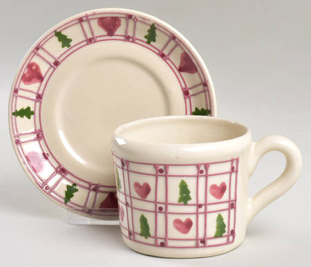 Hearts & Trees Flat Cup & Saucer Set
