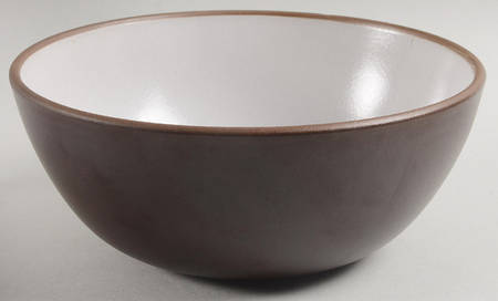 Brown & White (Rim) 8" Round Vegetable Bowl