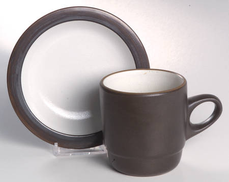 Brown & White (Rim) Mug/Cup & Saucer Set