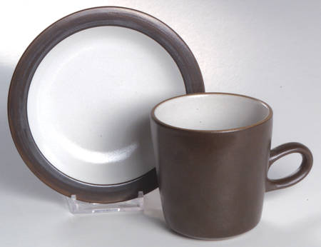 Brown & White (Rim) Mug/Cup & Saucer Set