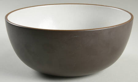 Brown & White (Rim) 10" Round Vegetable Bowl