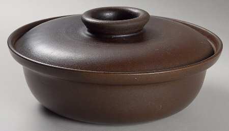 Brown & White (Rim) 2 Qt Round Covered Casserole