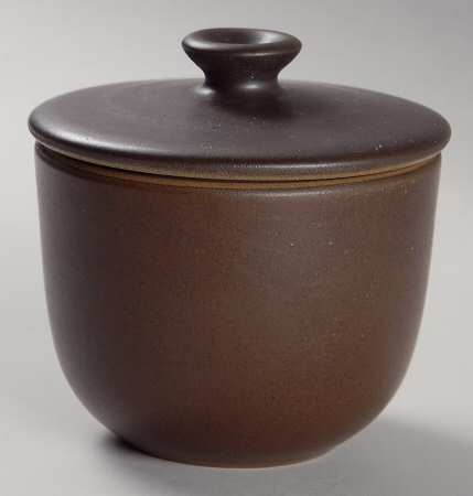 Brown & White (Rim) Sugar Bowl & Lid
