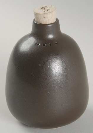 Brown & White (Coupe) Salt Shaker & Cork Stopper Top
