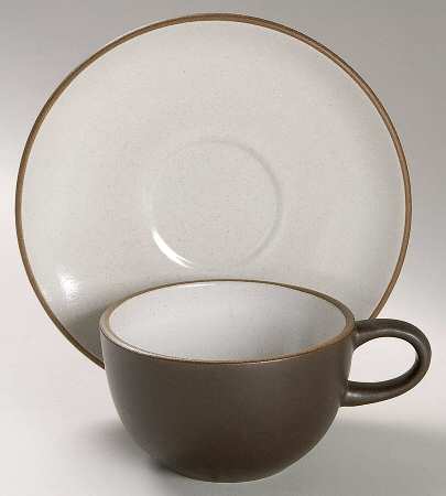 Brown & White (Coupe) Flat Cup & Saucer Set