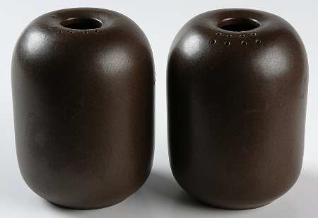 Brown & White (Coupe) Large Salt and Pepper Shakers No Cork Stopper Top