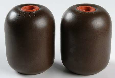 Brown & White (Coupe) Large Salt & Pepper with Cork Stopper Tops