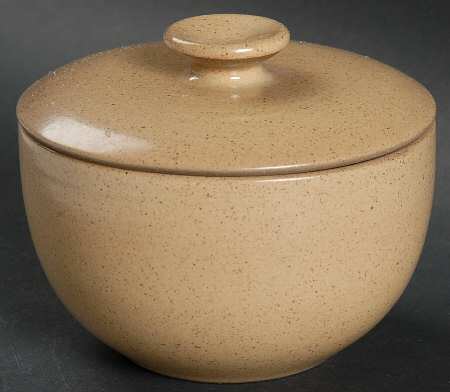 Gold and Apricot (Coupe Shape) Sugar Bowl & Lid