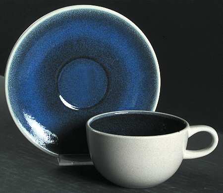 Opal Blue (Coupe Shape) Flat Cup & Saucer Set