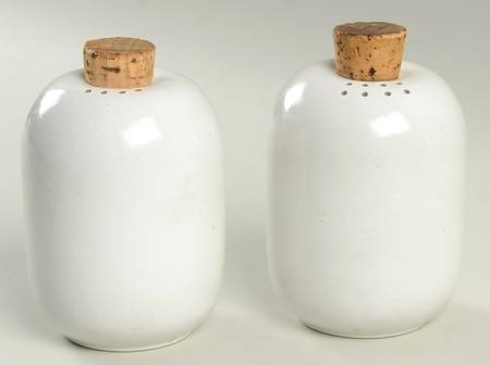 Opaque White (Coupe Shape) Salt & Pepper & Cork Stopper Tops