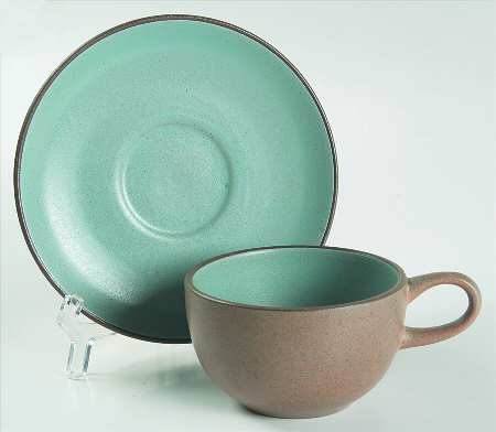 Turquoise (Coupe Shape) Flat Cup & Saucer Set