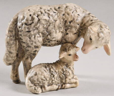 Large Colored Nativity Figurines #260 Tm5-Sheep With Lamb - Boxed