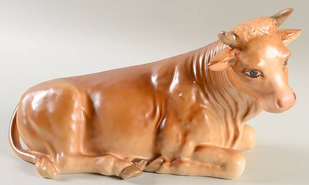 Large Colored Nativity Figurines #260 Tm6-Cow Laying - Boxed