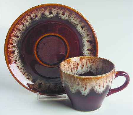 Brown Drip (House and Garden, Mirror Brown) Flat Cup & Saucer Set