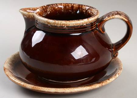 Brown Drip (House and Garden, Mirror Brown) Gravy Boat & Underplate