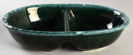 Green Agate 11" Oval Divided Vegetable Bowl