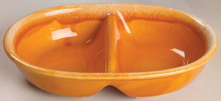 Tangerine 10" Oval Divided Vegetable Bowl