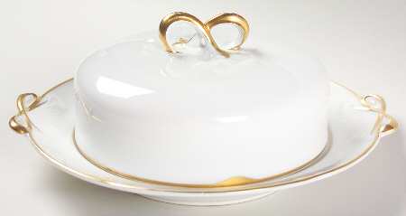 Alice (Gold Trim) Round Covered Butter