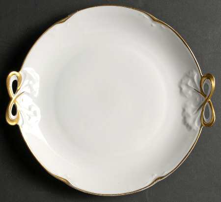Alice (Gold Trim) Handled Cake Plate