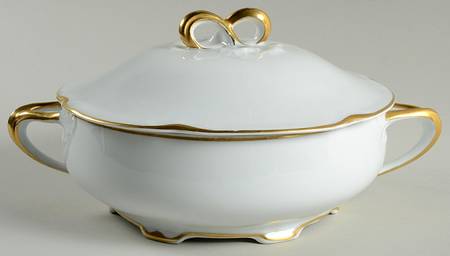 Alice (Gold Trim) Round Covered Vegetable