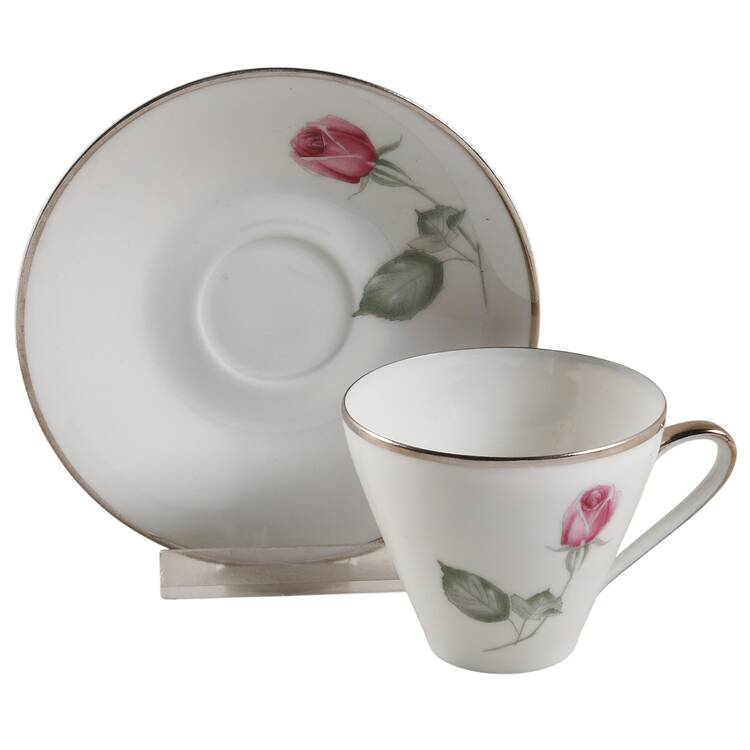 American Beauty (Platinum Trim, Sissi) Flat Demitasse Cup & Saucer Set