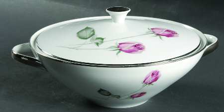 American Beauty (Platinum Trim, Sissi) Round Covered Vegetable