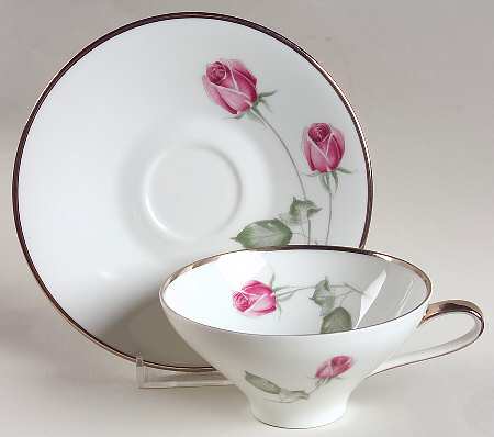 American Beauty (Platinum Trim, Sissi) Flat Cup & Saucer Set