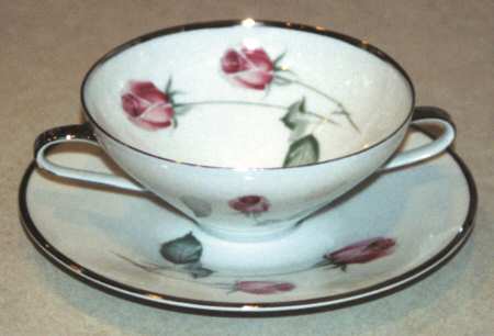 American Beauty (Platinum Trim, Sissi) Flat Cream Soup Bowl & Saucer Set