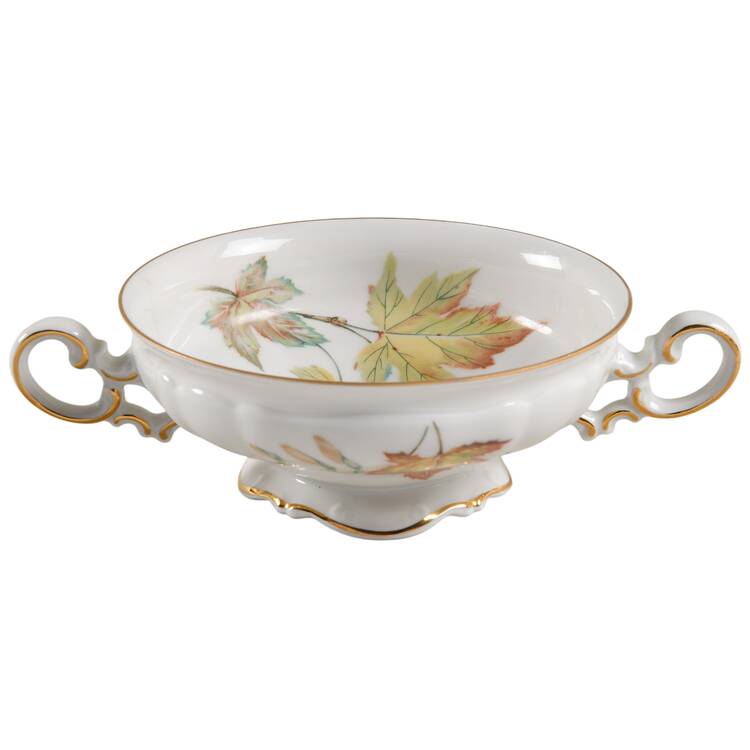 The Autumn Leaves Footed Cream Soup Bowl