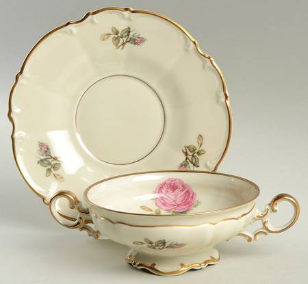 Barbara Footed Cream Soup Bowl & Saucer Set
