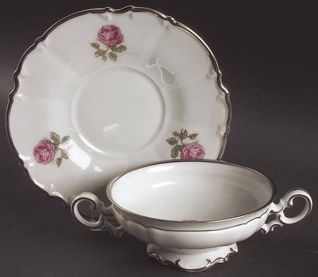 The Belrose Footed Cream Soup Bowl & Saucer Set