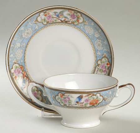 Bird of Paradise Footed Bouillon Cup & Saucer