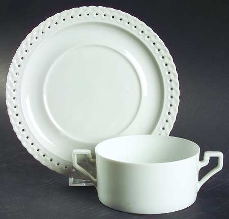Blanche (Comtesse) Flat Cream Soup Bowl & Saucer Set